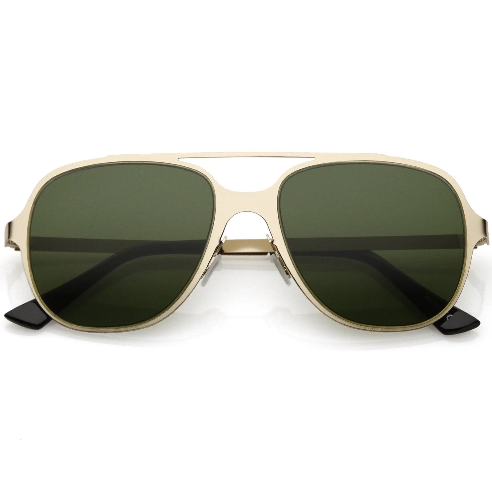 Retro Modern Minimalist Flat Lens Aviator Sunglasses C311