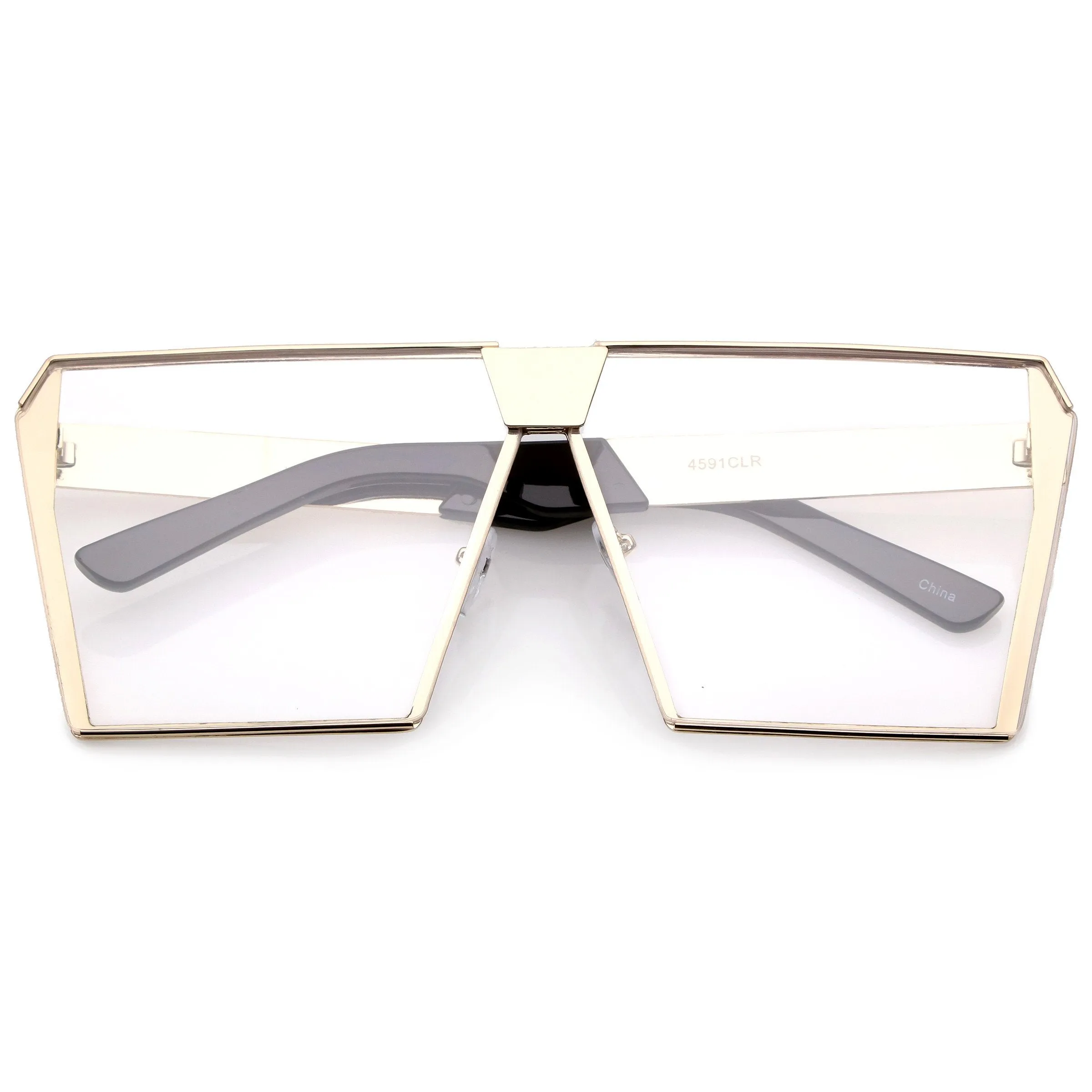 Retro Modern Space Laser Flat Top Clear Lens Glasses C445