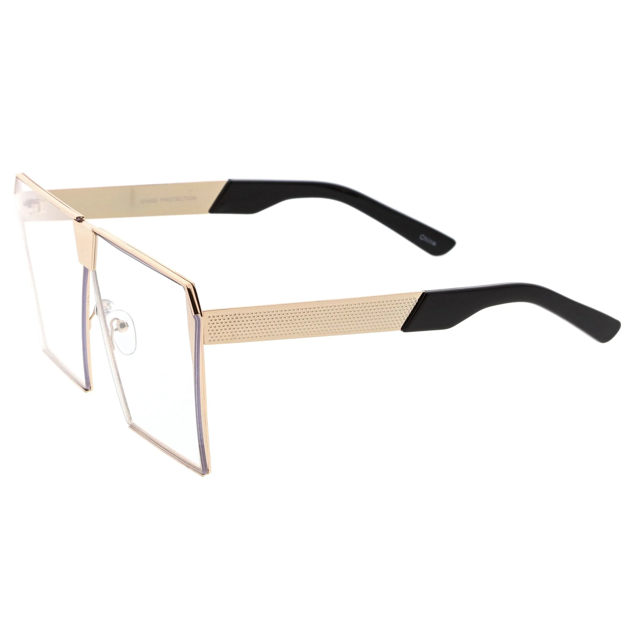 Retro Modern Space Laser Flat Top Clear Lens Glasses C445