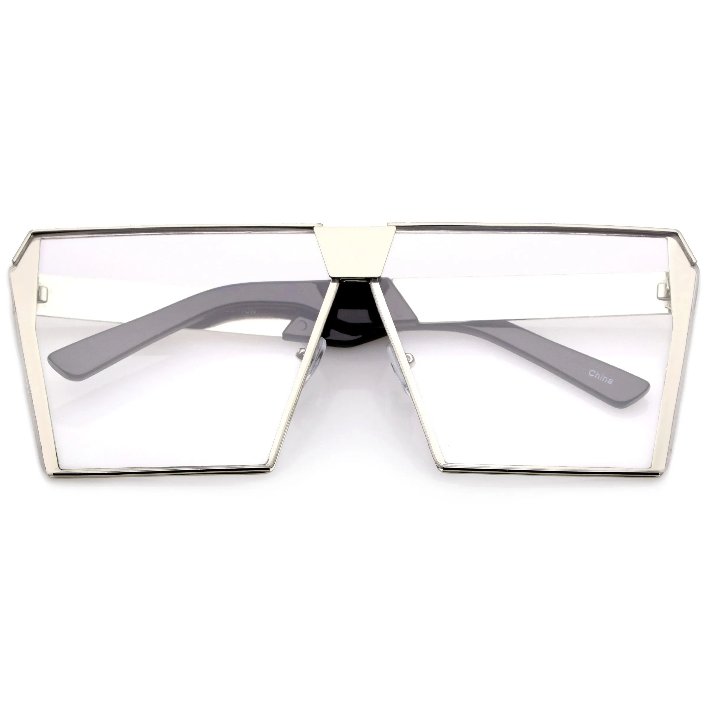 Retro Modern Space Laser Flat Top Clear Lens Glasses C445