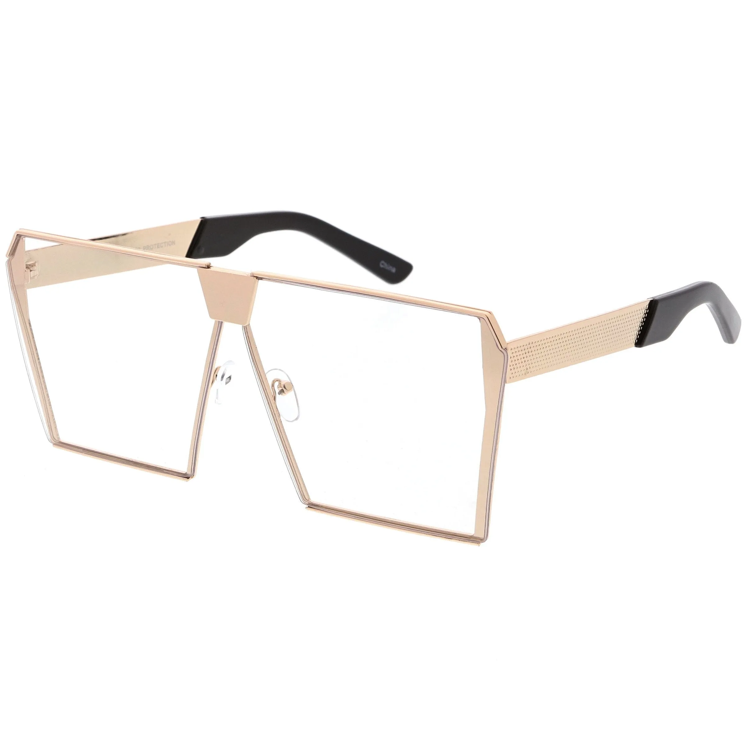 Retro Modern Space Laser Flat Top Clear Lens Glasses C445