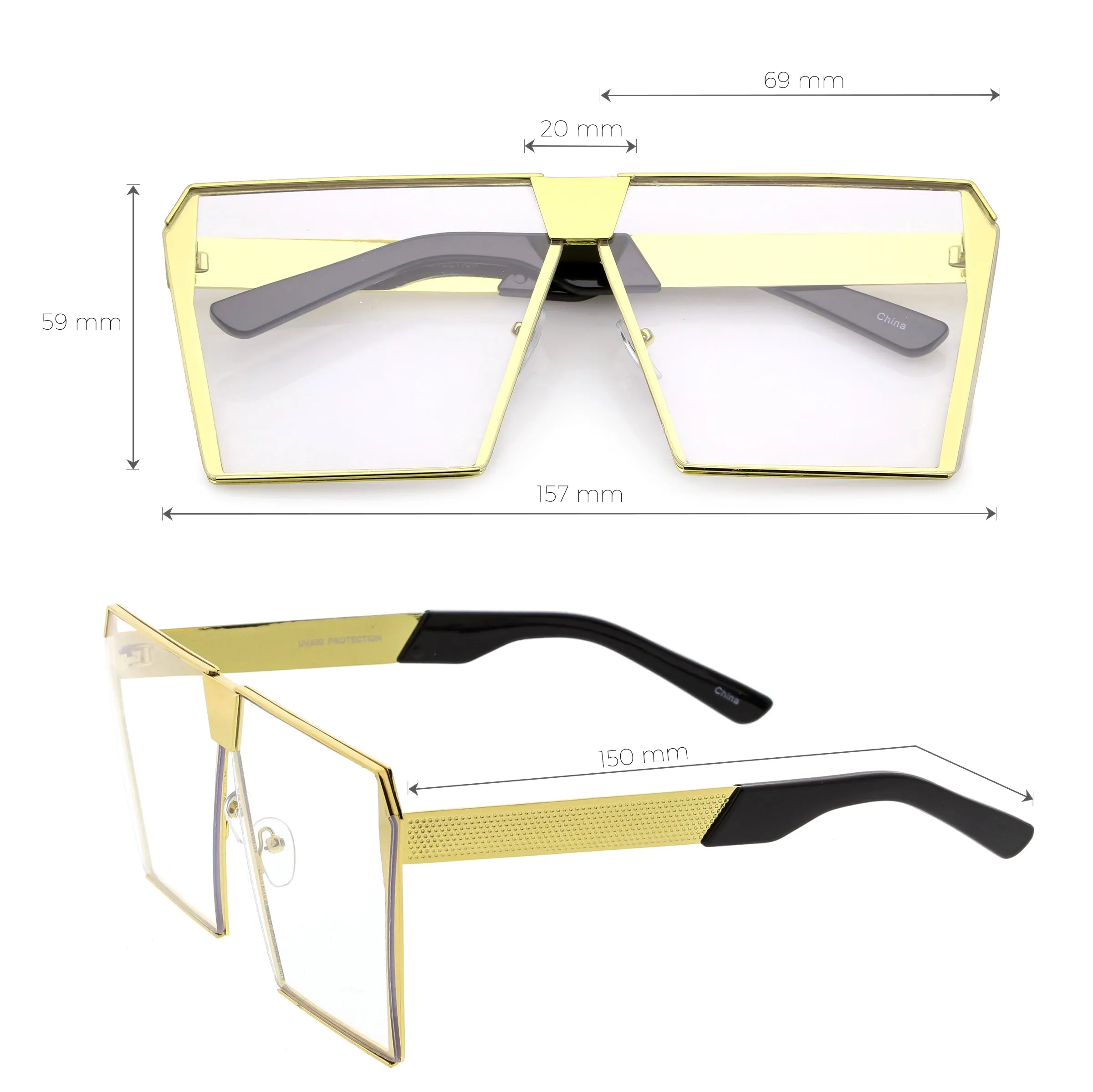 Retro Modern Space Laser Flat Top Clear Lens Glasses C445