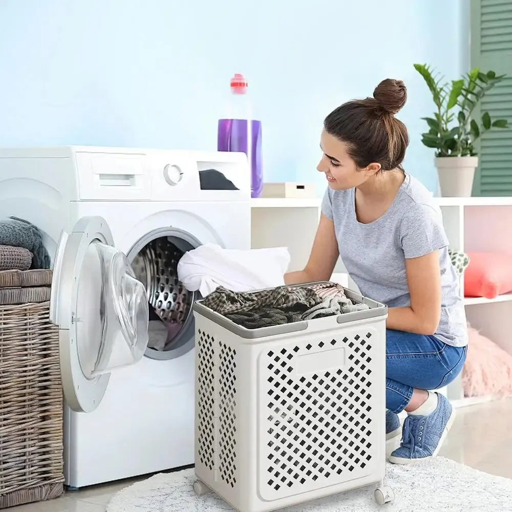 Rolling Foldable Laundry Hamper with Wheels – Ventilated & Durable
