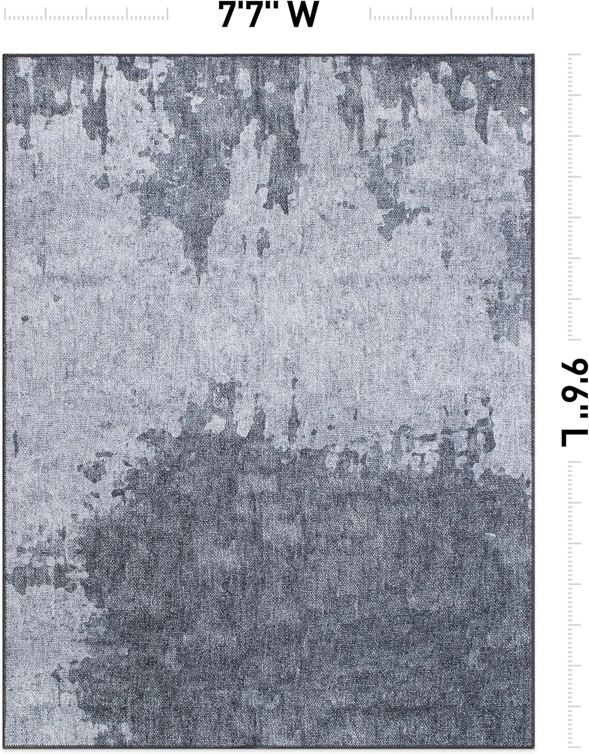 Rugshop Distressed Abstract Stain Resistant Flat Weave Eco Friendly Premium Recycled Machine Washable Area Rug 7'7"x9'6" Gray