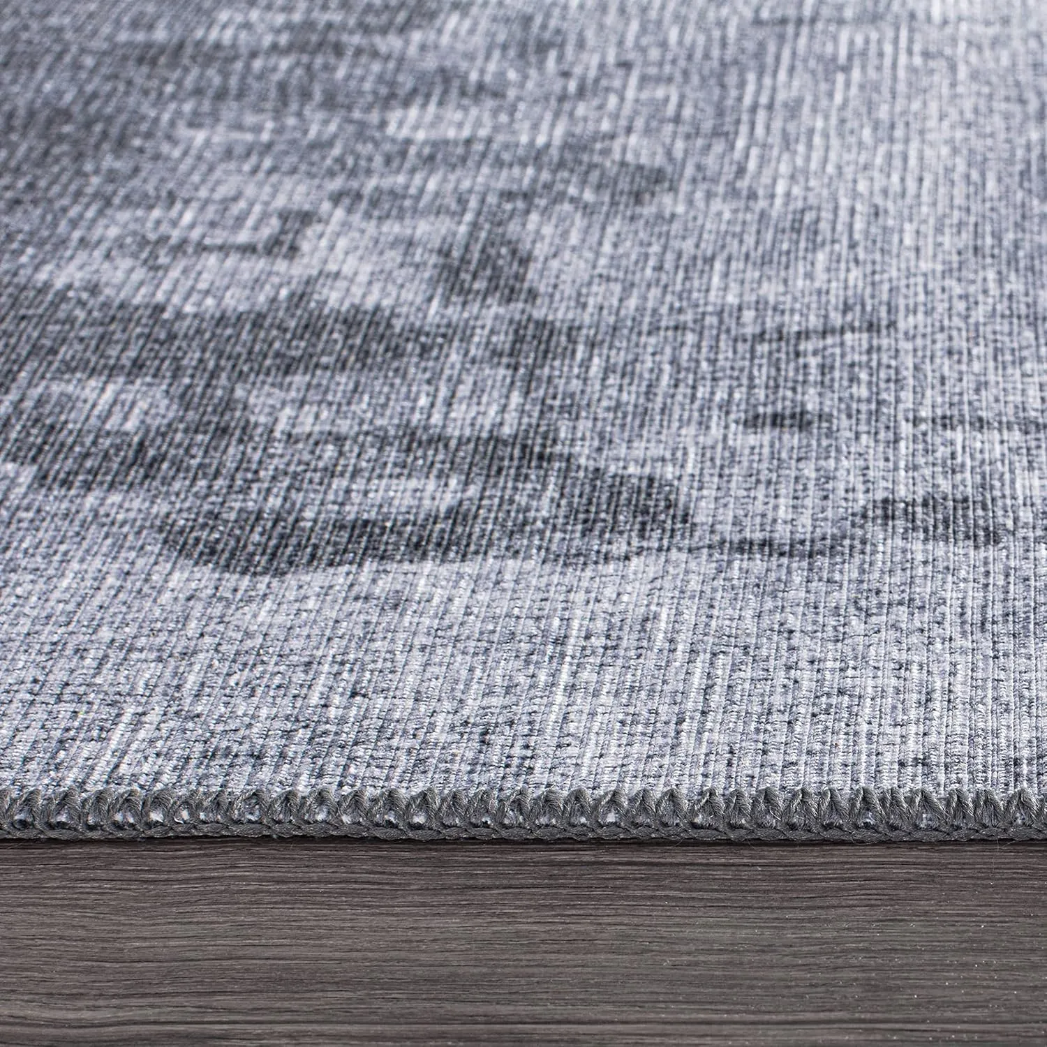 Rugshop Distressed Abstract Stain Resistant Flat Weave Eco Friendly Premium Recycled Machine Washable Area Rug 7'7"x9'6" Gray