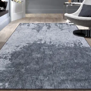 Rugshop Distressed Abstract Stain Resistant Flat Weave Eco Friendly Premium Recycled Machine Washable Area Rug 7'7"x9'6" Gray