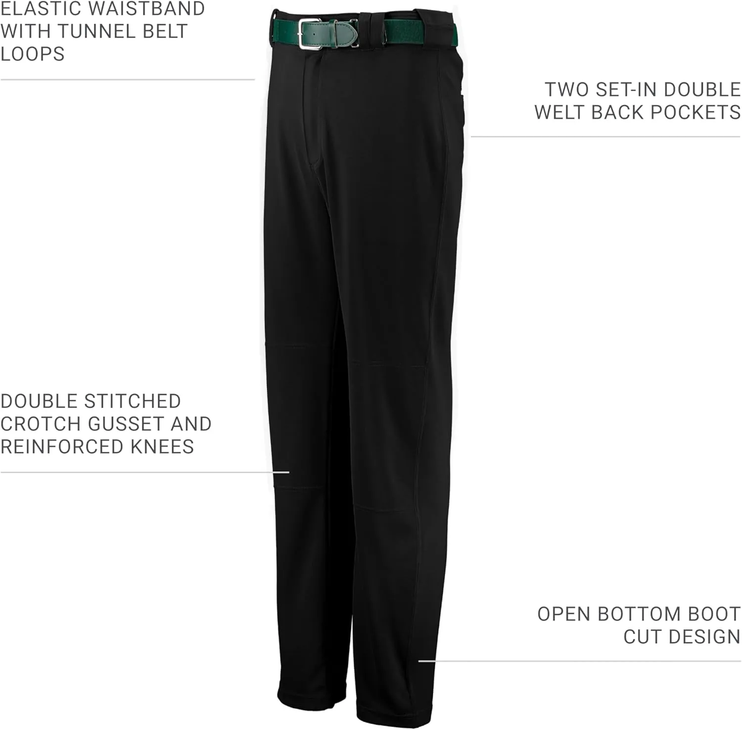 Russell Athletic Boys' Youth Boot Cut Game Pant, Reinforced Knees, Durable Stretch Fabric