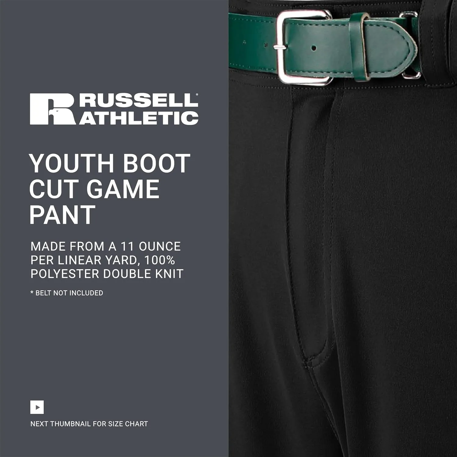 Russell Athletic Boys' Youth Boot Cut Game Pant, Reinforced Knees, Durable Stretch Fabric
