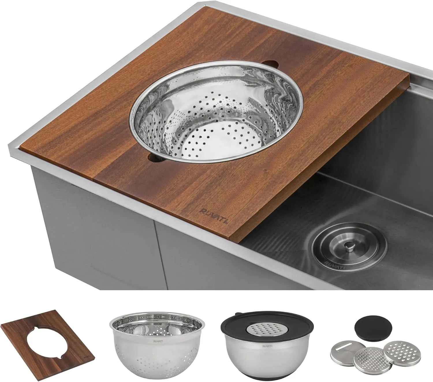 Ruvati 45-inch Workstation Ledge Kitchen Sink Undermount 16 Gauge Stainless Steel - RVH8333