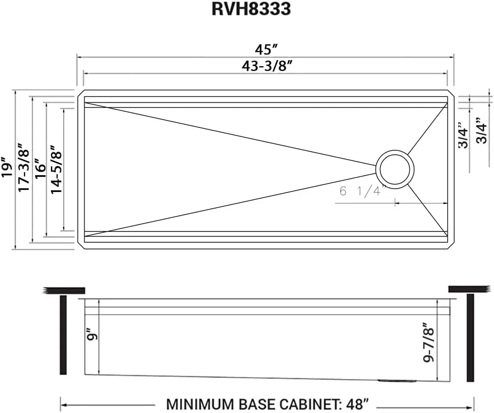 Ruvati 45-inch Workstation Ledge Kitchen Sink Undermount 16 Gauge Stainless Steel - RVH8333