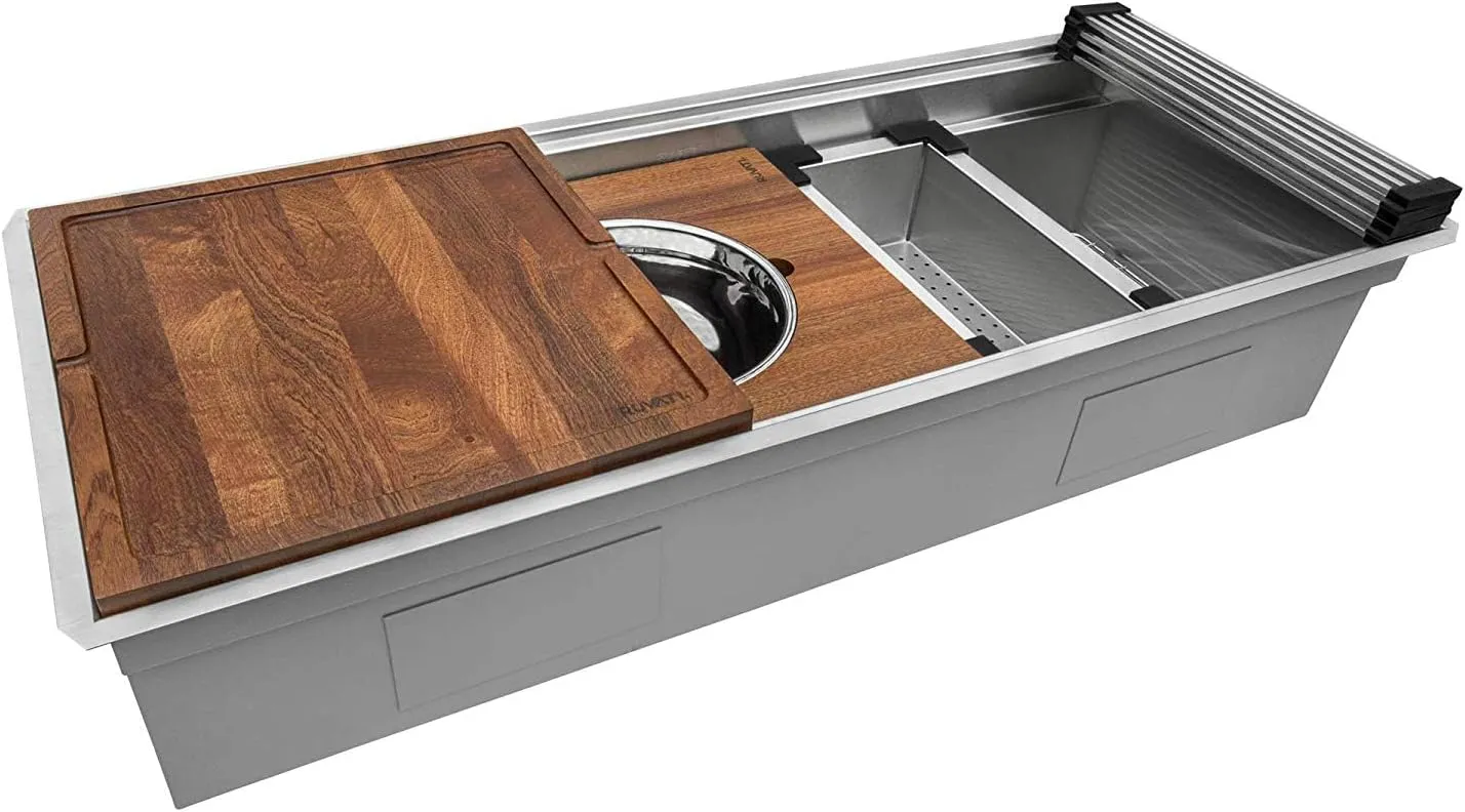 Ruvati 45-inch Workstation Ledge Kitchen Sink Undermount 16 Gauge Stainless Steel - RVH8333