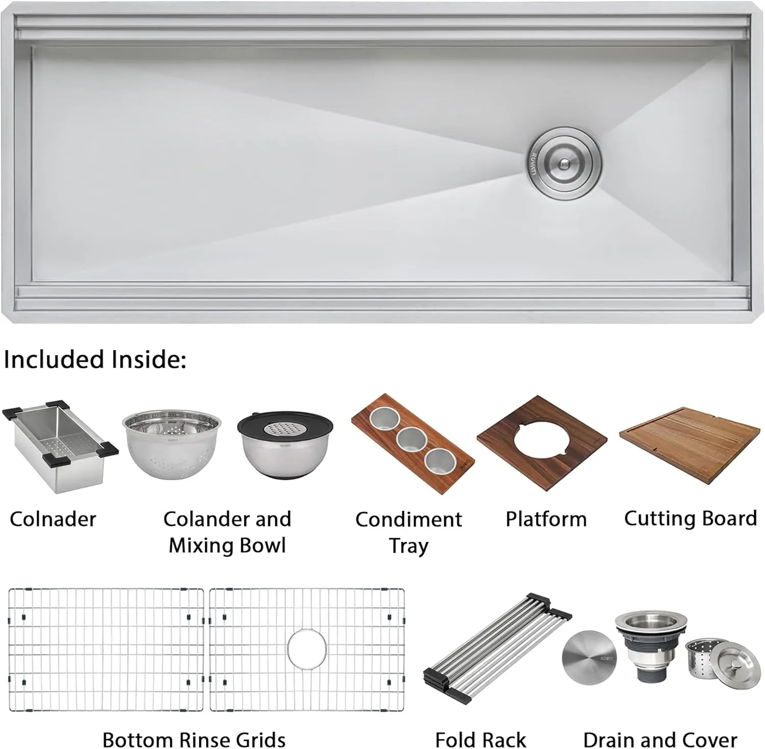 Ruvati 45-inch Workstation Ledge Kitchen Sink Undermount 16 Gauge Stainless Steel - RVH8333