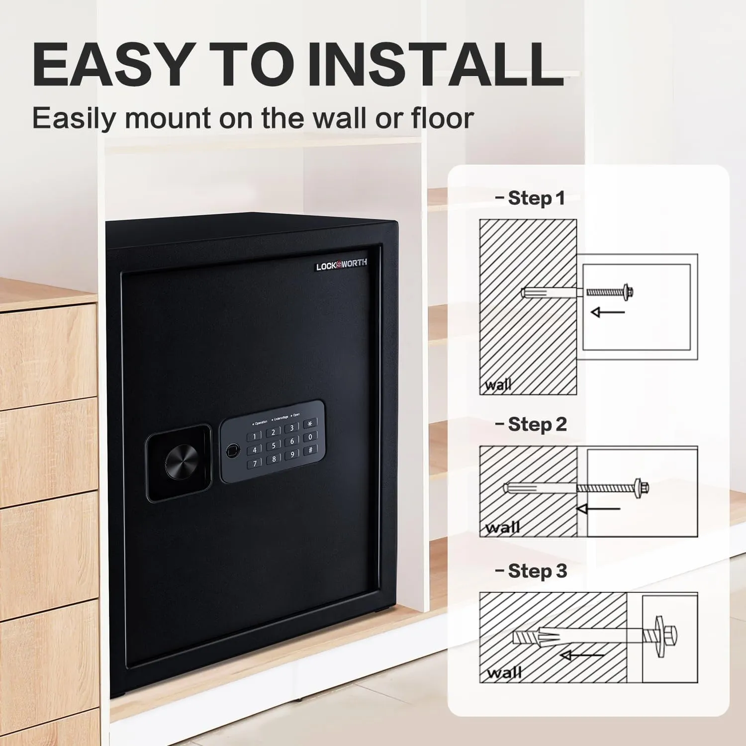 Safe Box, 1.7 Cubic Feet Home Safe, Electronic Digital Keypad, Alarm System, W/Fireproof Bag, Removable Shelf, Money Box for Money Documents, Home Use,13.78"D x 12.99"W x 16.54"H