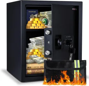 Safe Box, 1.7 Cubic Feet Home Safe, Electronic Digital Keypad, Alarm System, W/Fireproof Bag, Removable Shelf, Money Box for Money Documents, Home Use,13.78"D x 12.99"W x 16.54"H