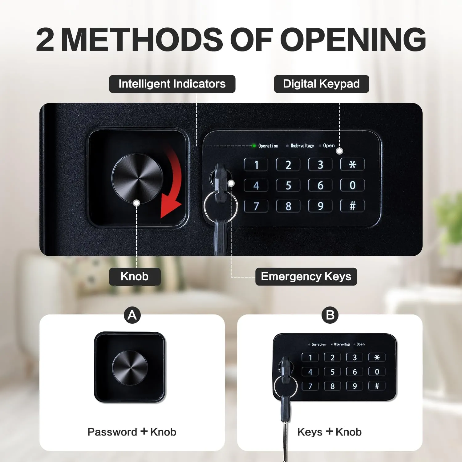 Safe Box, 1.7 Cubic Feet Home Safe, Electronic Digital Keypad, Alarm System, W/Fireproof Bag, Removable Shelf, Money Box for Money Documents, Home Use,13.78"D x 12.99"W x 16.54"H