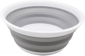 SAMMART 5.5L (1.45 Gallon) Collapsible Tub - Foldable Dish Tub - Portable Washing Basin - Space Saving Plastic Washtub (White/Grey, 1)
