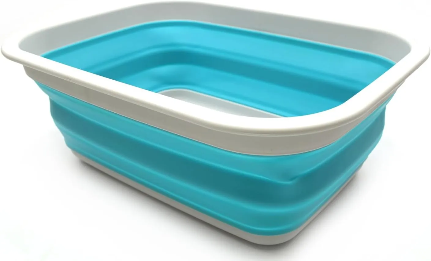 SAMMART 9.2L (2.37Gallon) Collapsible Tub - Portable Outdoor Picnic Basket/Crater - Foldable Shopping Bag - Space Saving Storage Container (M, Grey/Bright Blue)