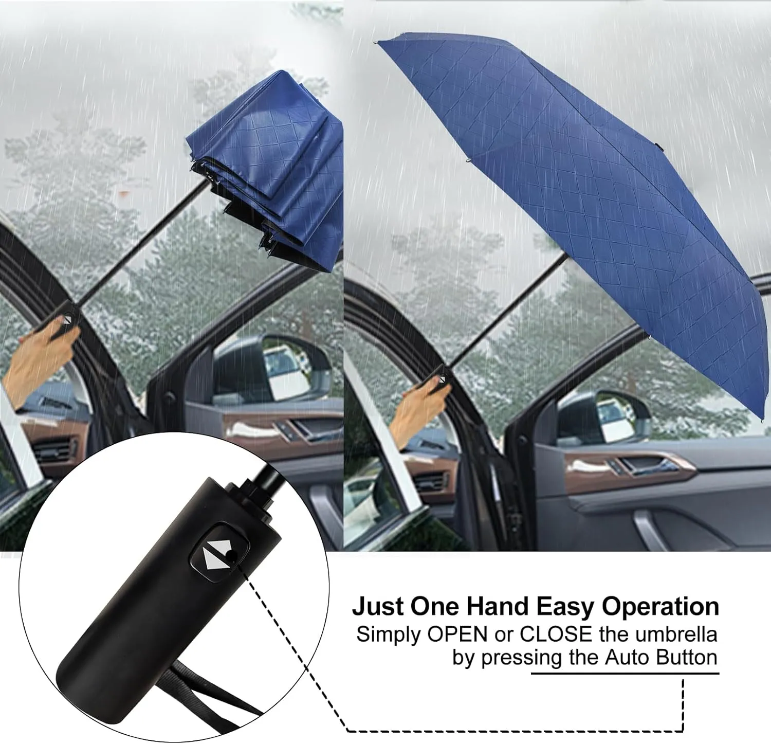 Satol 46/54/62 Inch Large Golf Umbrella, Windproof 10 Ribs Automatic Open/Close Oversize Double Canopy Vented Portable Folding Travel Umbrellas, UPF 50  Sun & Rain Compact Umbrellas for Outdoor