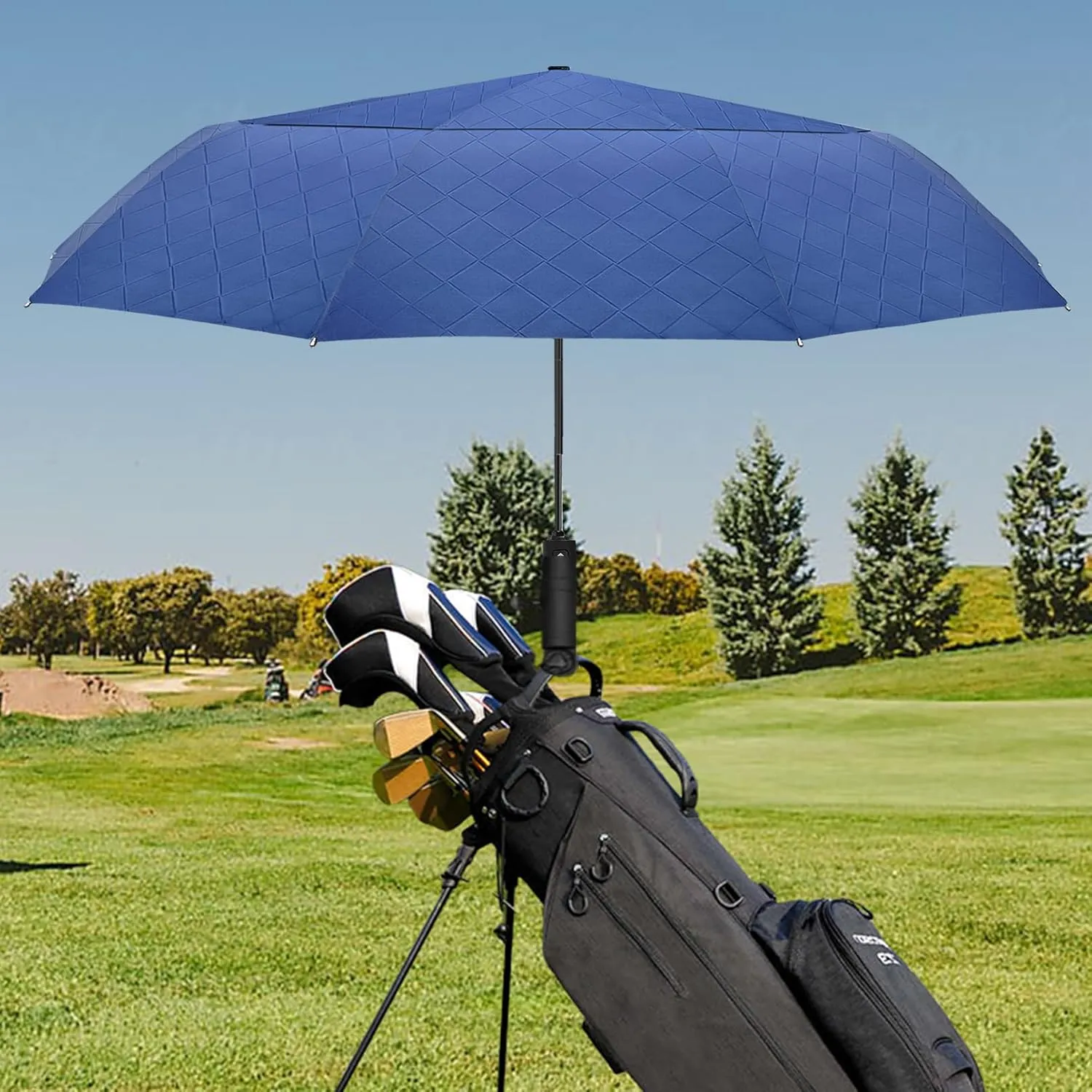 Satol 46/54/62 Inch Large Golf Umbrella, Windproof 10 Ribs Automatic Open/Close Oversize Double Canopy Vented Portable Folding Travel Umbrellas, UPF 50  Sun & Rain Compact Umbrellas for Outdoor