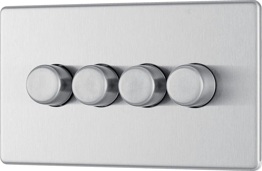 Screwless Flatplate Quadruple Led Dimmer Switch, 2-Way Push On/Off