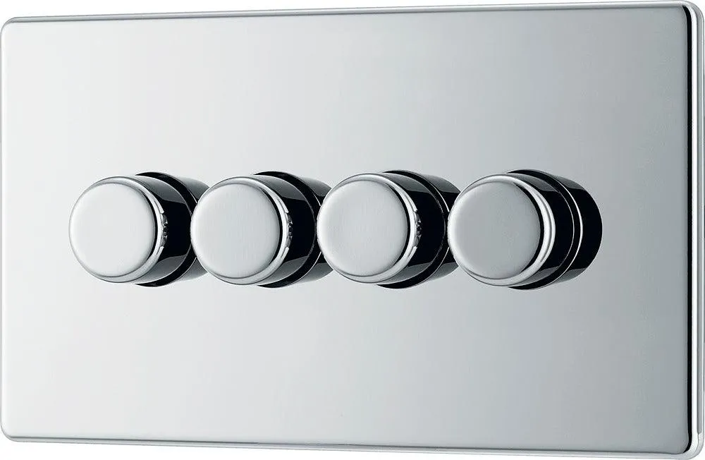 Screwless Flatplate Quadruple Led Dimmer Switch, 2-Way Push On/Off