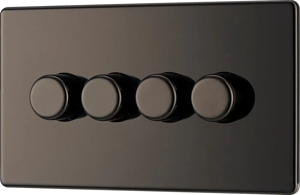 Screwless Flatplate Quadruple Led Dimmer Switch, 2-Way Push On/Off