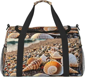 seashells by the seashore Print Travel Duffel Bag for Men & Women, Foldable Travel Bags and Spacious Weekender Tote Bag for Storage Toiletry Luggage Personal Item