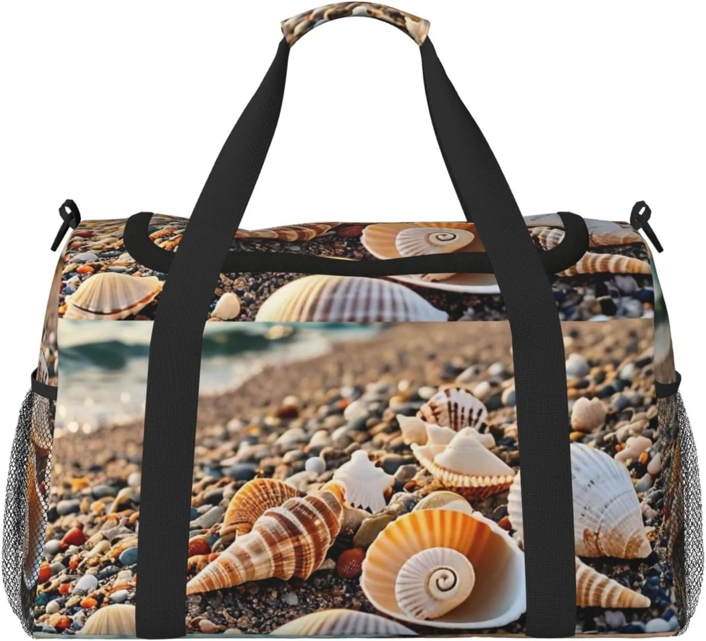 seashells by the seashore Print Travel Duffel Bag for Men & Women, Foldable Travel Bags and Spacious Weekender Tote Bag for Storage Toiletry Luggage Personal Item