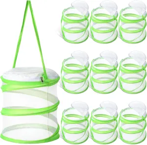 Sherr 10 Pcs Mini Butterfly Habitat Cage Clear Mesh Butterfly Net Cage Container Foldable Terrarium, 6.3x7.1inch