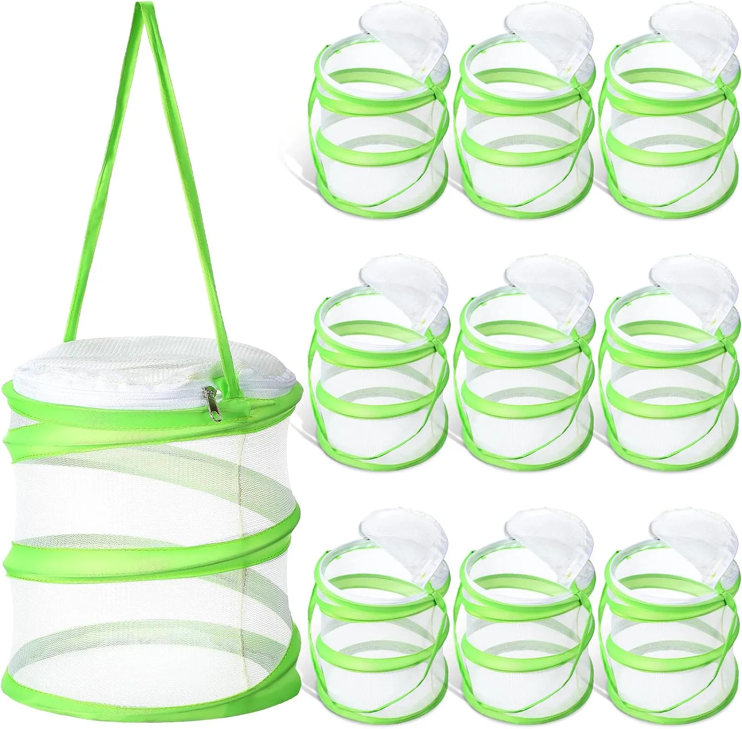 Sherr 10 Pcs Mini Butterfly Habitat Cage Clear Mesh Butterfly Net Cage Container Foldable Terrarium, 6.3x7.1inch
