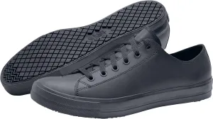 Shoes for Crews Delray, Men's, Women's, Unisex Leather Work Shoes, Slip Resistant, Water Resistant, Black, Men's 3.5 / Women's 5