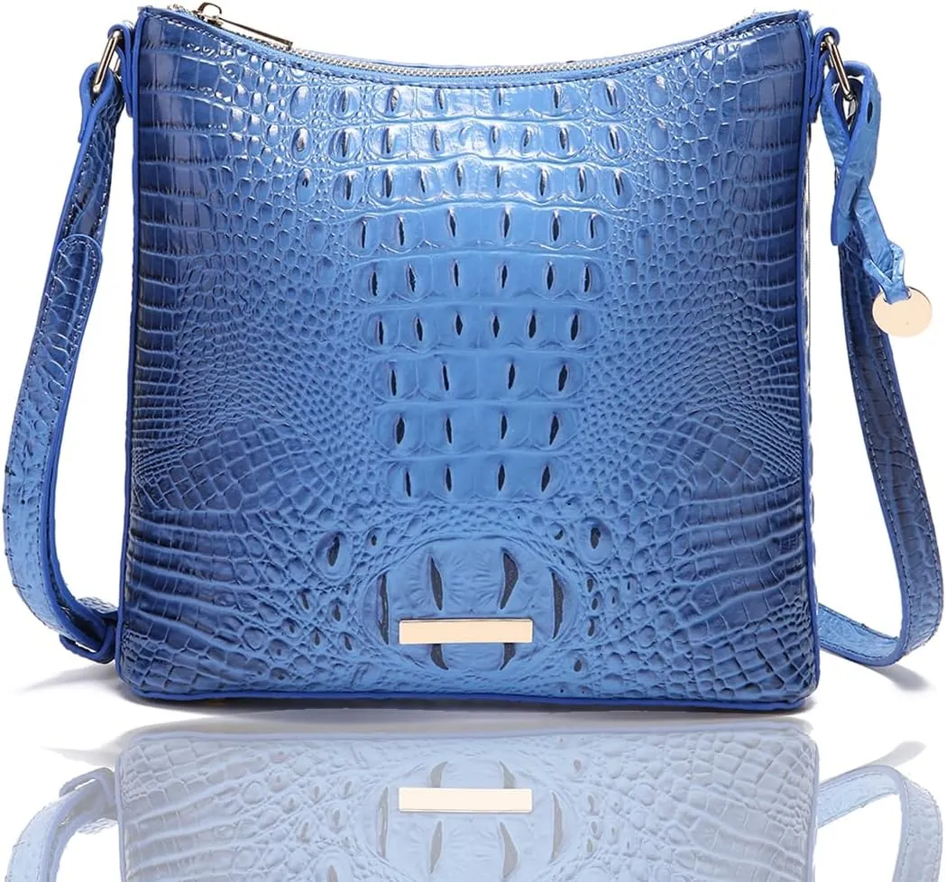 Shoulder Crocodile Flat Handbags for Women trendy Ladies Bag Crocodile PU Leather Crossbody Purse with Strap
