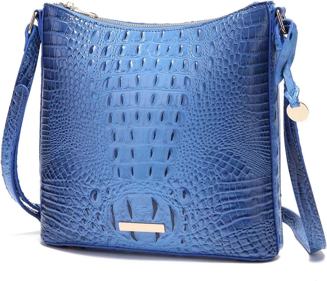 Shoulder Crocodile Flat Handbags for Women trendy Ladies Bag Crocodile PU Leather Crossbody Purse with Strap