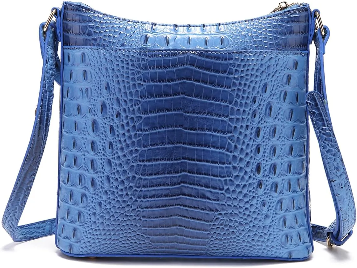 Shoulder Crocodile Flat Handbags for Women trendy Ladies Bag Crocodile PU Leather Crossbody Purse with Strap