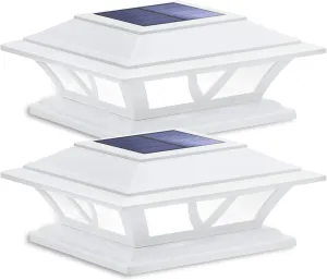 SIEDiNLAR Solar Post Lights Outdoor 2 Modes LED Fence Deck Cap Light for 4x4 5x5 6x6 Posts Garden Patio Decoration Warm White/Cool White Lighting White (2 Pack)