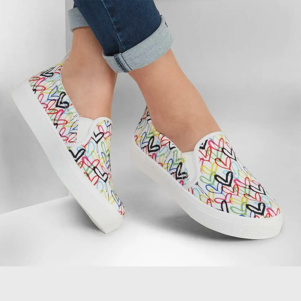 Skechers Ladies Drippin Love White Multi Hearts J Goldcrown Pumps 155503/WMLT
