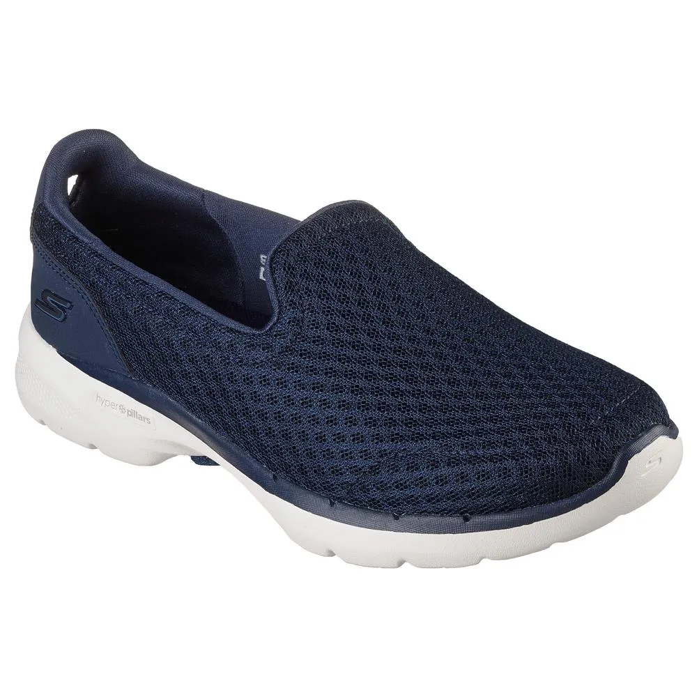 Skechers Ladies Go Walk 6.0 Big Splash Navy White Slip On Shoes 124508/NVW