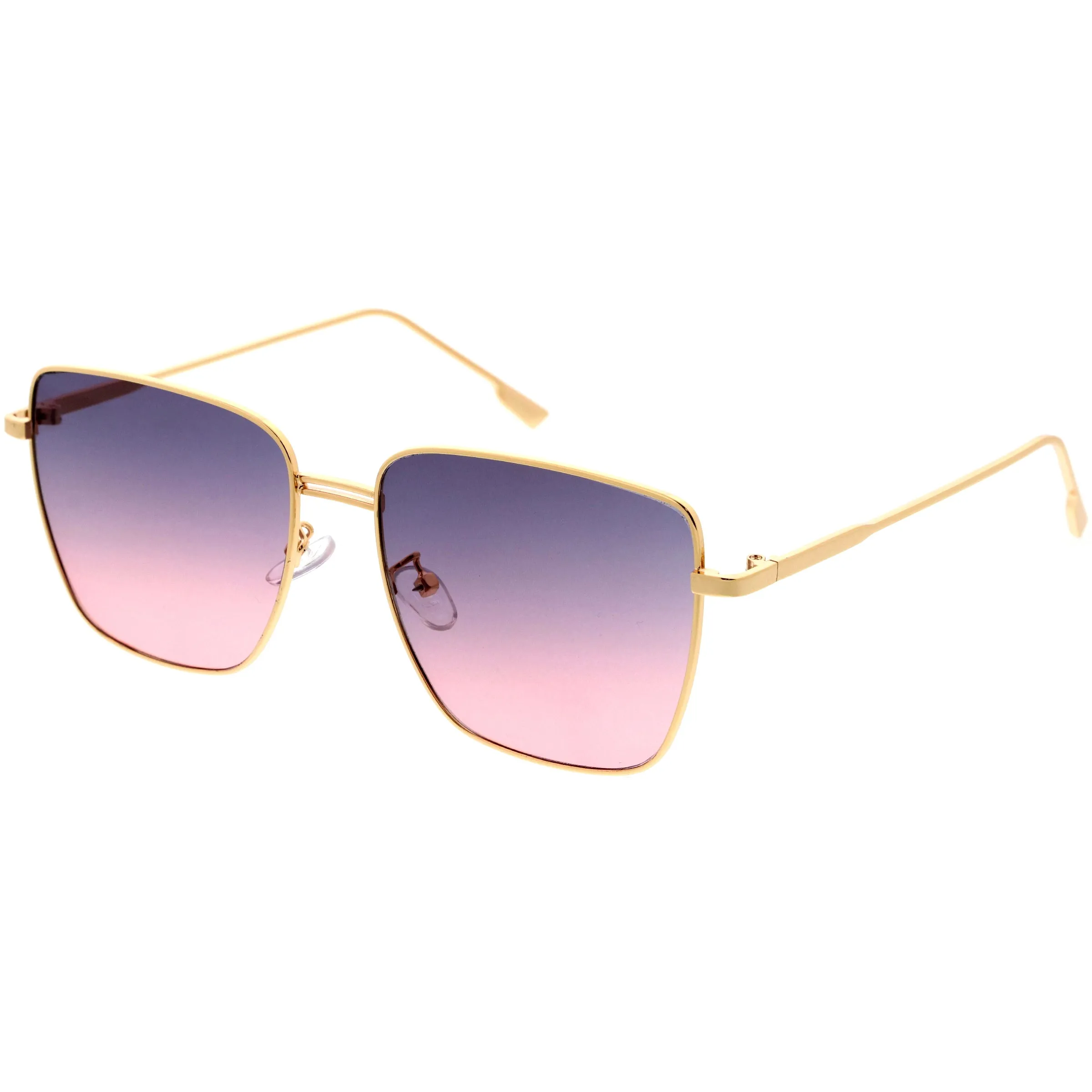 Sleek Retro Inspired Oversized Metal Square Sunglasses D308