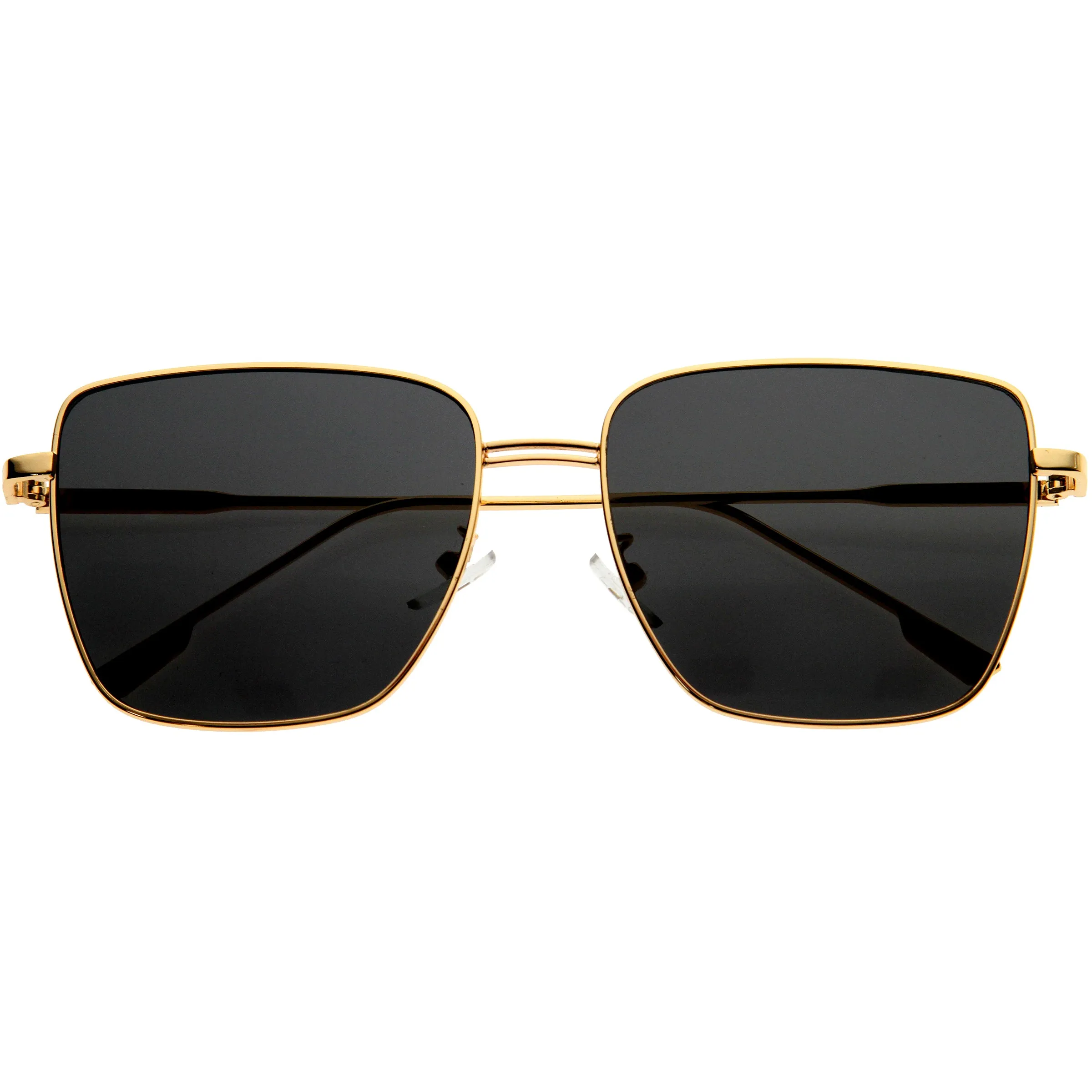 Sleek Retro Inspired Oversized Metal Square Sunglasses D308