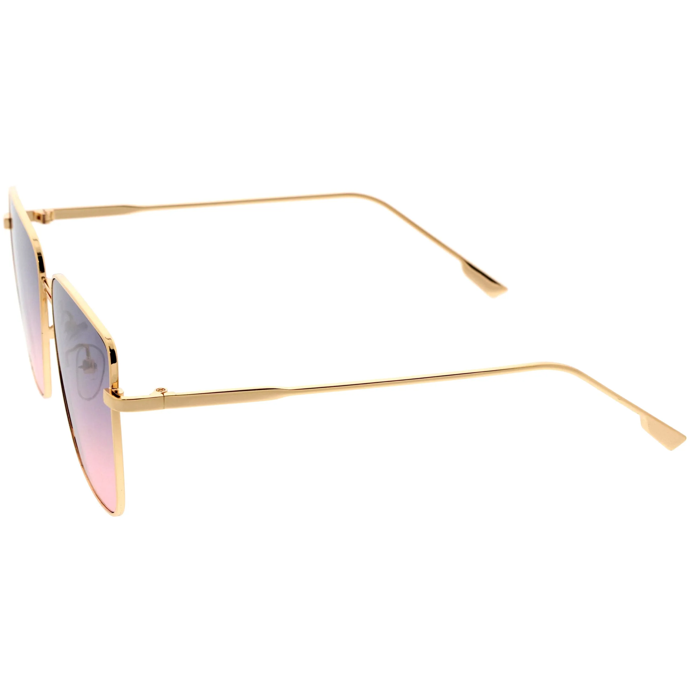 Sleek Retro Inspired Oversized Metal Square Sunglasses D308