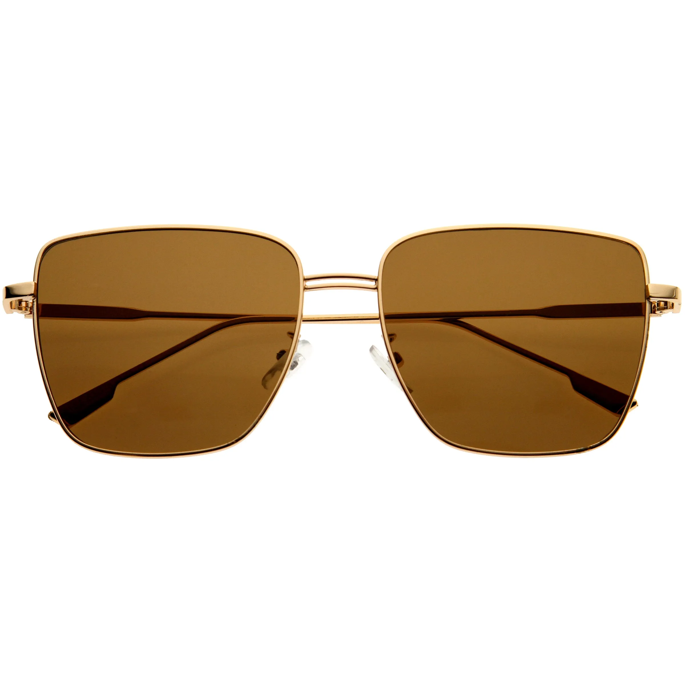 Sleek Retro Inspired Oversized Metal Square Sunglasses D308