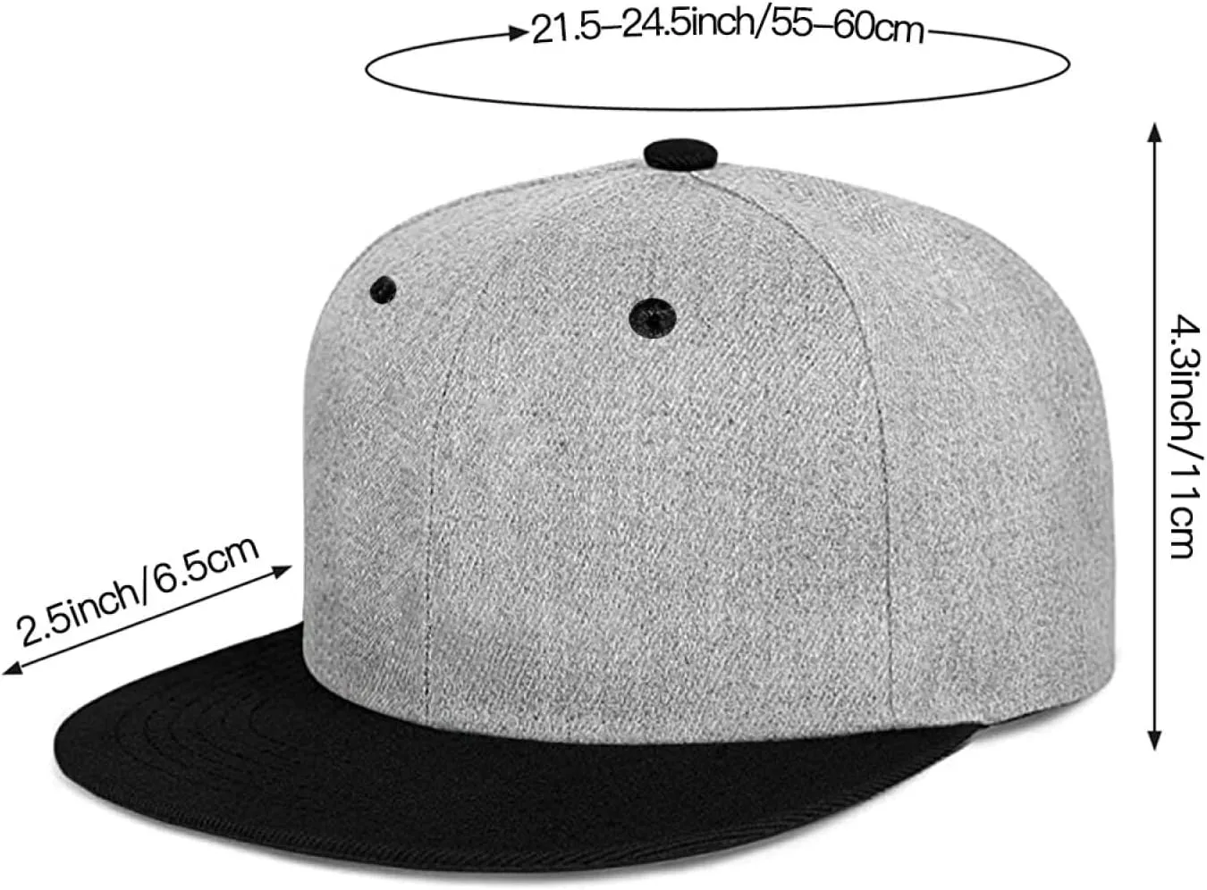 Snapback Hat Cap Hip Hop Style Flat Bill Blank Solid Color Baseball Cap Men Women - Classic Adjustable Plain Hat