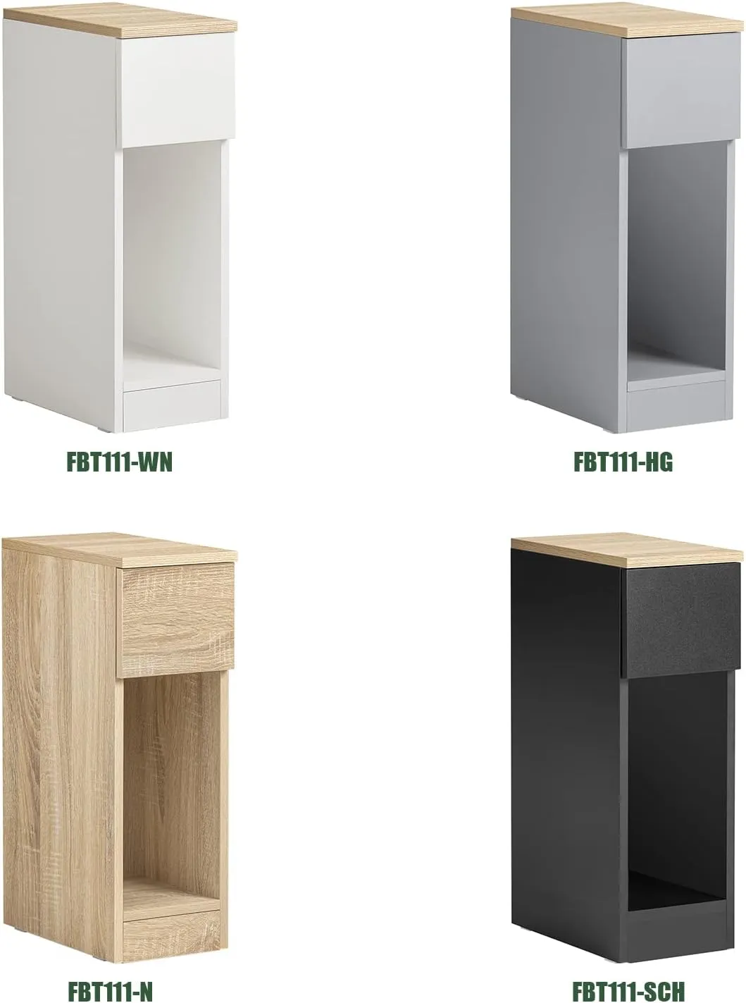 SoBuy Nightstand Narrow Night Stand Modern Design Bedside Furniture Slim End Table Storage Cabinet with Sliding Drawer and Open Compartment, White & Natural FBT111-WN