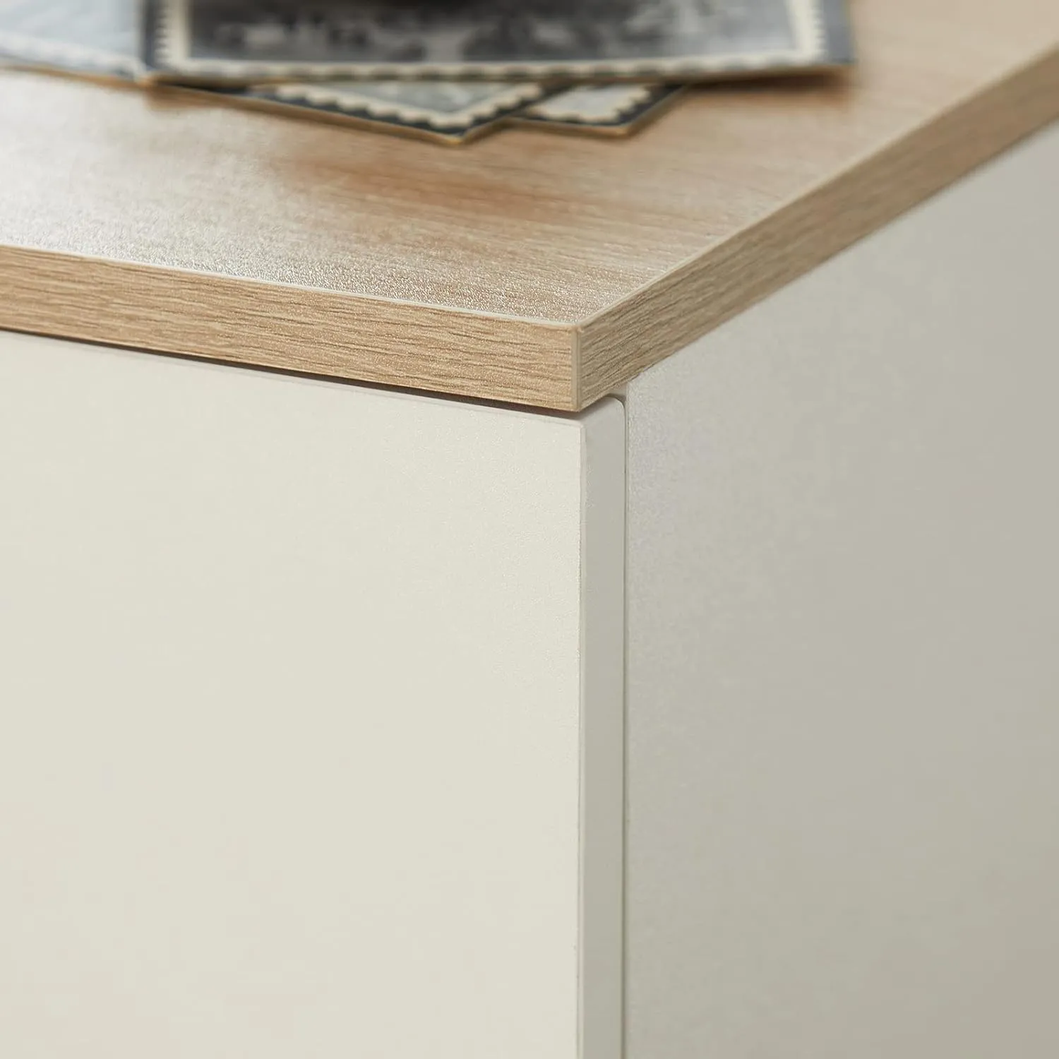 SoBuy Nightstand Narrow Night Stand Modern Design Bedside Furniture Slim End Table Storage Cabinet with Sliding Drawer and Open Compartment, White & Natural FBT111-WN