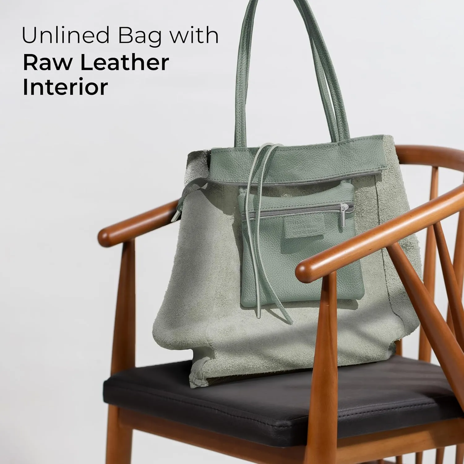 Soft Italian Genuine Calf Leather Tote Bag | Unstructured Unlined Shopper with Zipper, Inside Pocket & Flat Base