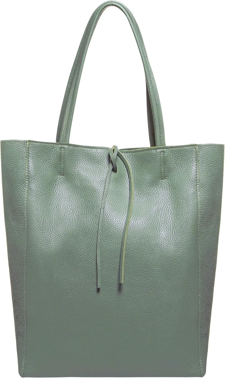 Soft Italian Genuine Calf Leather Tote Bag | Unstructured Unlined Shopper with Zipper, Inside Pocket & Flat Base