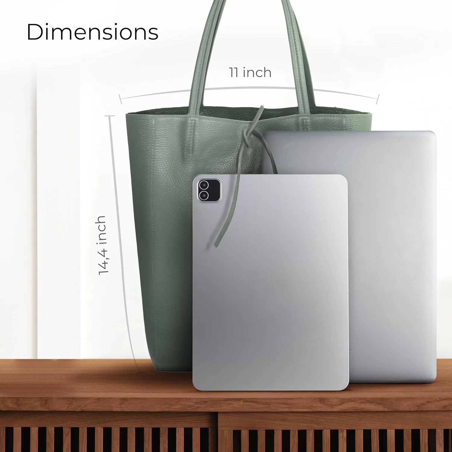 Soft Italian Genuine Calf Leather Tote Bag | Unstructured Unlined Shopper with Zipper, Inside Pocket & Flat Base