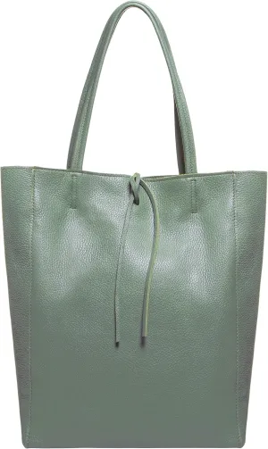 Soft Italian Genuine Calf Leather Tote Bag | Unstructured Unlined Shopper with Zipper, Inside Pocket & Flat Base