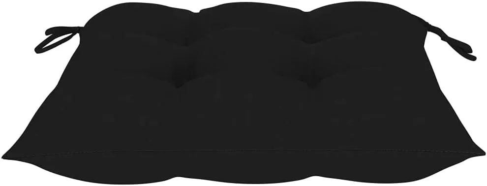 Solid Teak Wood Patio Chairs Set of 4 with Black Cushions, Foldable Outdoor Furniture for Garden Poolside Deck Lawn