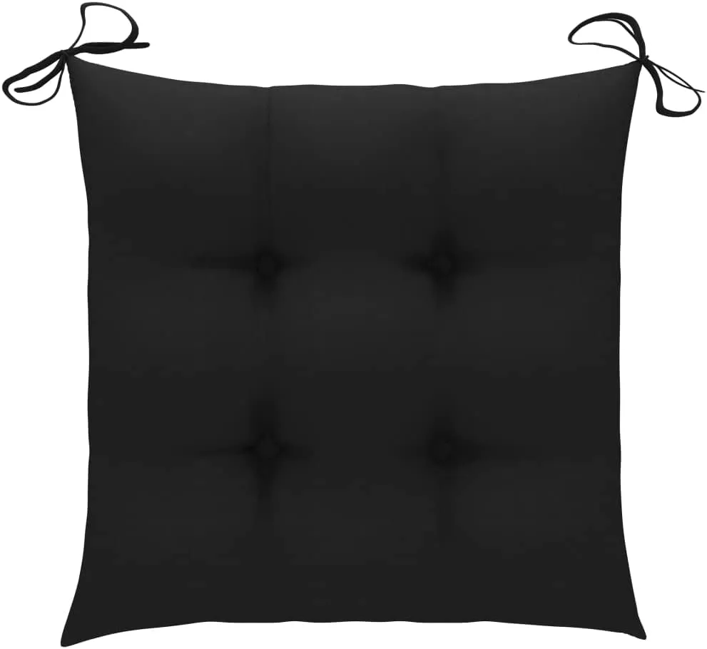 Solid Teak Wood Patio Chairs Set of 4 with Black Cushions, Foldable Outdoor Furniture for Garden Poolside Deck Lawn